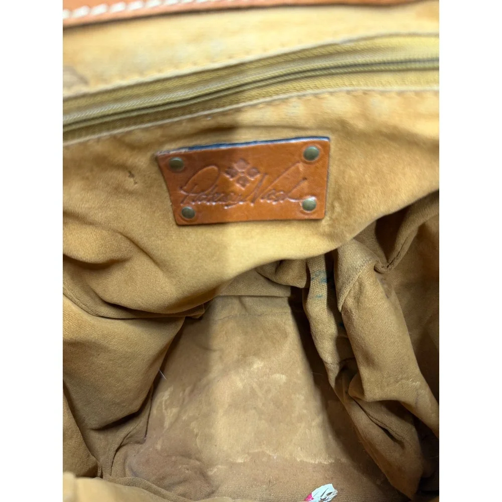 Patricia Nash Cognac Leather Mini Backpack Drawstring Buckle Brown